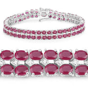 Bids.com 20.03 Carat Glass Filled Ruby and White Topaz .925 Sterling Silver Bracelet Bracelets White Smoke size 7.50,size 7.75