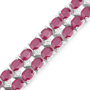Bids.com 20.03 Carat Glass Filled Ruby and White Topaz .925 Sterling Silver Bracelet Bracelets White Smoke size 7.50,size 7.75
