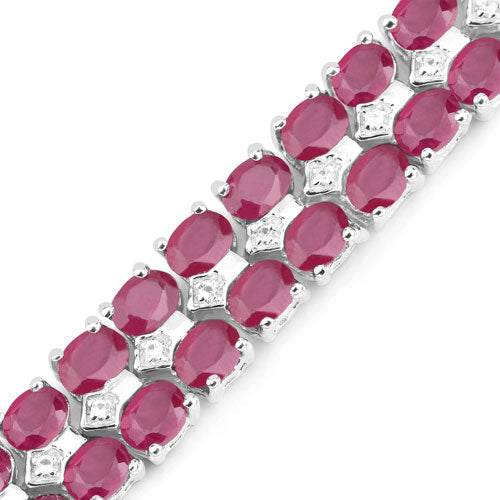 Bids.com 20.03 Carat Glass Filled Ruby and White Topaz .925 Sterling Silver Bracelet Bracelets White Smoke size 7.50,size 7.75