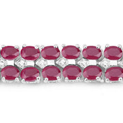 Bids.com 20.03 Carat Glass Filled Ruby and White Topaz .925 Sterling Silver Bracelet Bracelets Maroon size 7.50,size 7.75