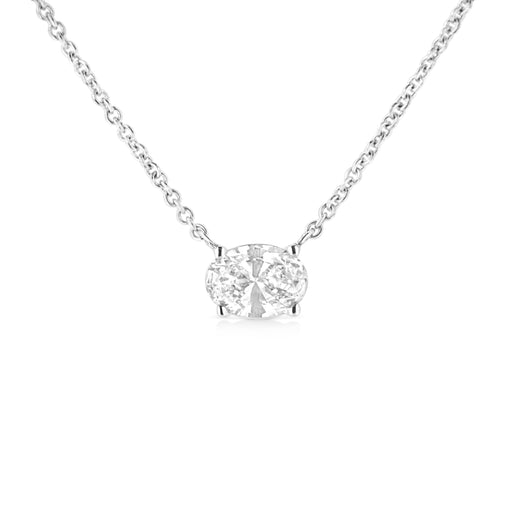 Bids.com 14K White Gold 1/2 Cttw Lab Grown Oval Shape Solitaire Diamond East West 18" Pendant Necklace (E-F Color, VS1-VS2 Clarity) Necklaces White Smoke White.Gold / 18
