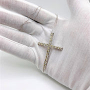 Bids.com .925 Sterling Silver 4.0 Cttw Diamond 2-1/4" Cross Pendant with Box Chain Necklace (I-J Color, I1-I2 Clarity) - 18" Necklaces Gray White.Sterling Silver / 18