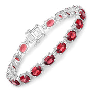 Bids.com 15.30 Carat Genuine Garnet .925 Sterling Silver Bracelet Bracelets White Smoke size 7.00
