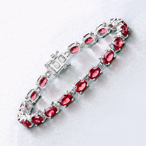 Bids.com 15.30 Carat Genuine Garnet .925 Sterling Silver Bracelet Bracelets White Smoke size 7.00