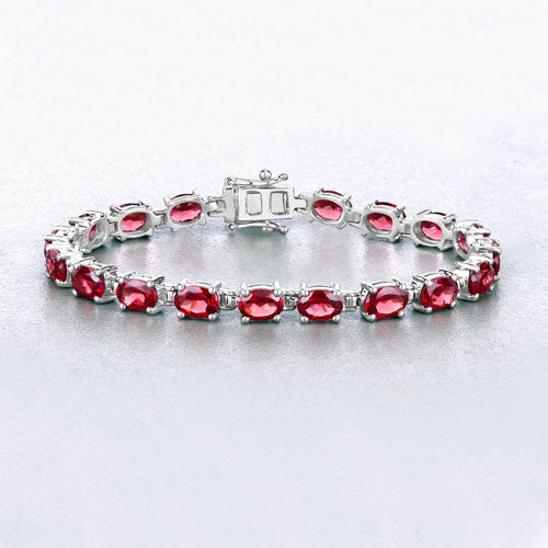 Bids.com 15.30 Carat Genuine Garnet .925 Sterling Silver Bracelet Bracelets Lavender size 7.00