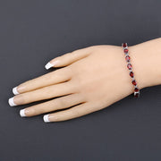 Bids.com 15.30 Carat Genuine Garnet .925 Sterling Silver Bracelet Bracelets Dark Slate Gray size 7.00