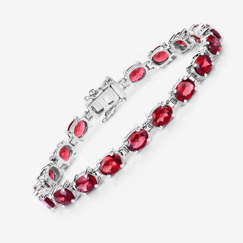 Bids.com 15.30 Carat Genuine Garnet .925 Sterling Silver Bracelet Bracelets White Smoke size 7.00