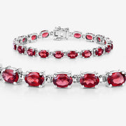 Bids.com 15.30 Carat Genuine Garnet .925 Sterling Silver Bracelet Bracelets White Smoke size 7.00