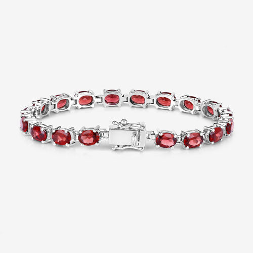 Bids.com 15.30 Carat Genuine Garnet .925 Sterling Silver Bracelet Bracelets White Smoke size 7.00
