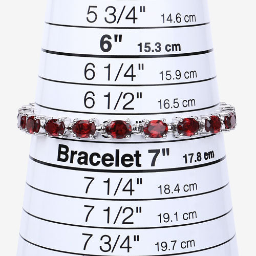 Bids.com 15.30 Carat Genuine Garnet .925 Sterling Silver Bracelet Bracelets White Smoke size 7.00