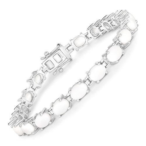 Bids.com 10.26 Carat Genuine Opal .925 Sterling Silver Bracelet Bracelets White Smoke size 7.00