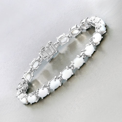 Bids.com 10.26 Carat Genuine Opal .925 Sterling Silver Bracelet Bracelets Light Gray size 7.00