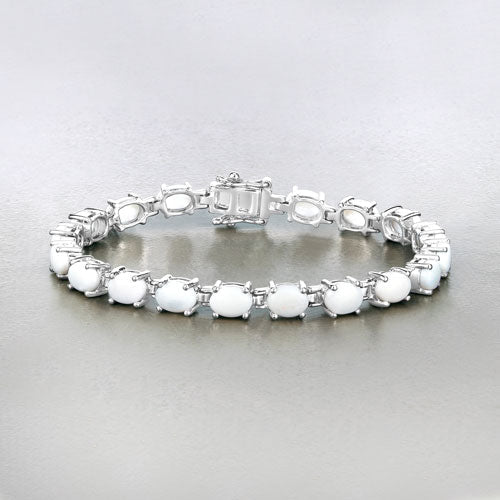 Bids.com 10.26 Carat Genuine Opal .925 Sterling Silver Bracelet Bracelets Gray size 7.00