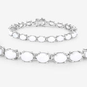 Bids.com 10.26 Carat Genuine Opal .925 Sterling Silver Bracelet Bracelets White Smoke size 7.00