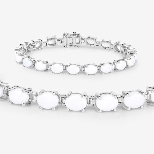 Bids.com 10.26 Carat Genuine Opal .925 Sterling Silver Bracelet Bracelets White Smoke size 7.00