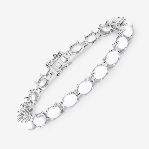 Bids.com 10.26 Carat Genuine Opal .925 Sterling Silver Bracelet Bracelets White Smoke size 7.00