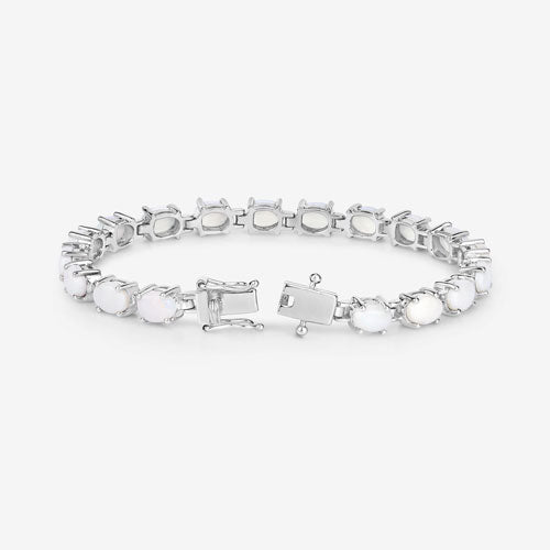 Bids.com 10.26 Carat Genuine Opal .925 Sterling Silver Bracelet Bracelets White Smoke size 7.00