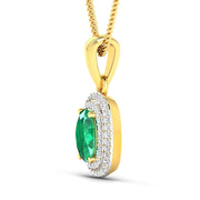 Bids.com 1.50 Carat Genuine Zambian Emerald and White Diamond 14K Yellow Gold Pendant Pendants White Smoke