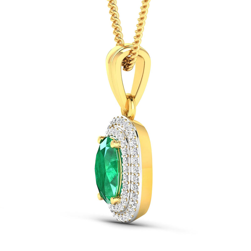 Bids.com 1.50 Carat Genuine Zambian Emerald and White Diamond 14K Yellow Gold Pendant Pendants White Smoke