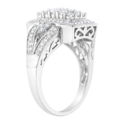 Bids.com 10K White Gold 1.0 Cttw Diamond Rectangular Cushion Shaped Cluster Halo Flared Band Cocktail Fashion Ring (H-I Color, SI2-I1 Clarity) - Size 7 Rings White Smoke 8 / White.Gold,6 / White.Gold,7 / White.Gold