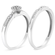Bids.com .925 Sterling Silver Diamond Accent Frame Twist Shank Bridal Set Ring and Band (I-J Color, I3 Clarity) - Size 7 Rings White Smoke 7 / White.Sterling Silver,9 / White.Sterling Silver,6 / White.Sterling Silver,8 / White.Sterling Silver,5 / White.Sterling Silver,10 / White.Sterling Silver,11 / White.Sterling Silver,12 / White.Sterling Silver