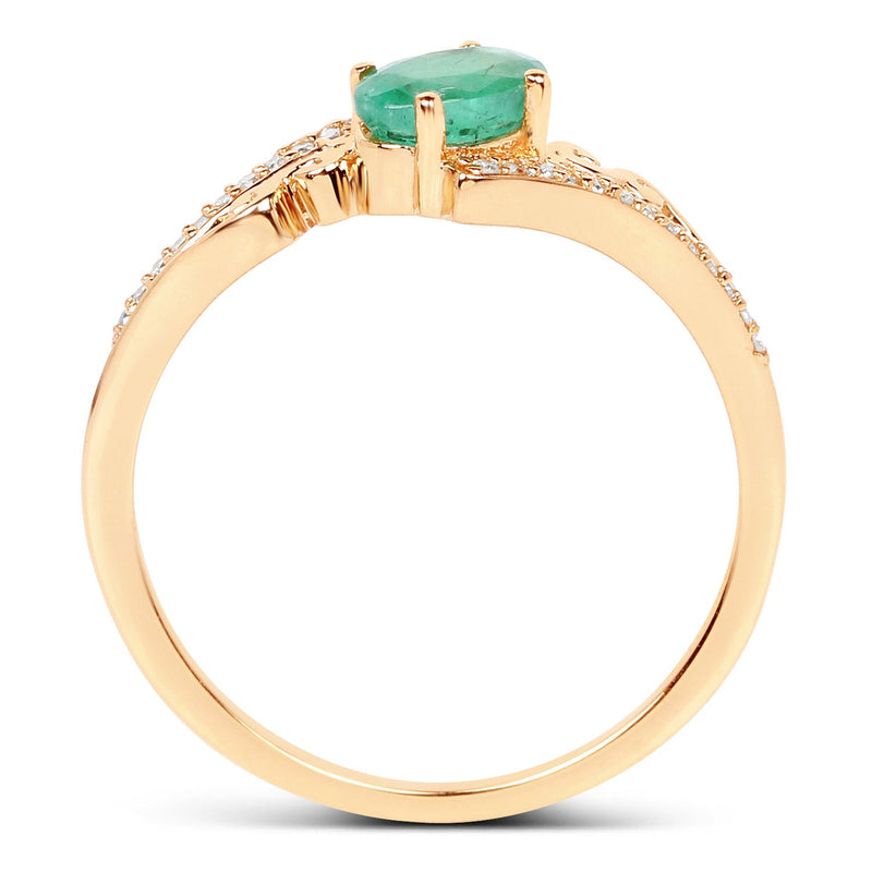 Bids.com 0.51 Carat Genuine Zambian Emerald and White Diamond 14K Yellow Gold Ring Rings White Smoke size 6.00,size 7.00,size 8.00,size 5.00,size 9.00
