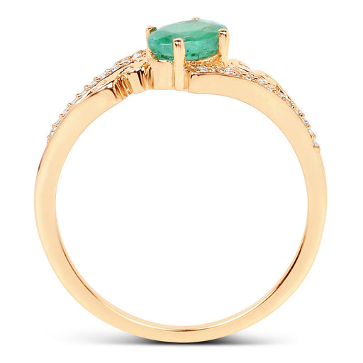 Bids.com 0.51 Carat Genuine Zambian Emerald and White Diamond 14K Yellow Gold Ring Rings White Smoke size 6.00,size 7.00,size 8.00,size 5.00,size 9.00