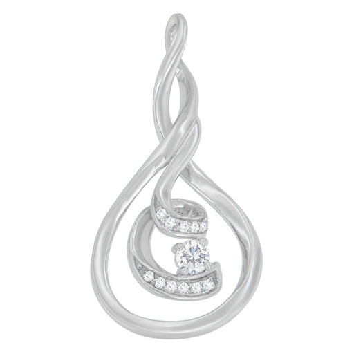 Bids.com Espira 10K White Gold 1/8 cttw Round Cut Diamond Layered Spiral Pendant Necklace (I-J, I1-I2) Necklaces White Smoke White.Gold / 18