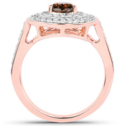 Bids.com 1.64 Carat Genuine Chocolate Brown Diamond and White Diamond 18K Rose Gold Ring Rings White Smoke size 6.00,size 7.00,size 8.00