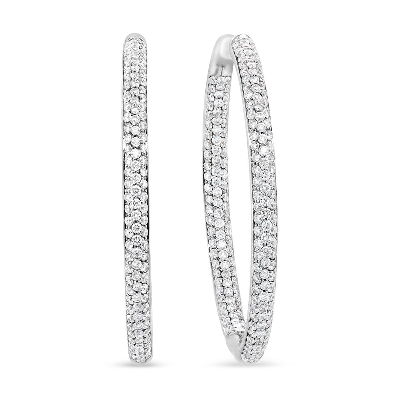 Bids.com 18K White Gold 2.00 Cttw Round-Cut Diamond Inner-Outer Hoop Earrings (F-G Color, VS1-VS2 Clarity) Earrings White Smoke White.Gold / 2.01