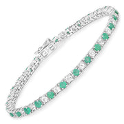 Bids.com 5.77 Carat Genuine Emerald and White Topaz .925 Sterling Silver Bracelet Bracelets White Smoke size 7.50,size 7.00