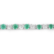 Bids.com 5.77 Carat Genuine Emerald and White Topaz .925 Sterling Silver Bracelet Bracelets Light Gray size 7.50,size 7.00