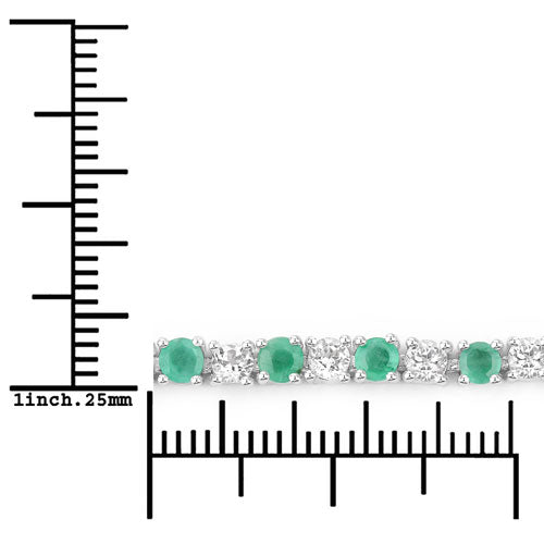 Bids.com 5.77 Carat Genuine Emerald and White Topaz .925 Sterling Silver Bracelet Bracelets White Smoke size 7.50,size 7.00
