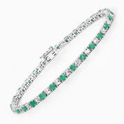Bids.com 5.77 Carat Genuine Emerald and White Topaz .925 Sterling Silver Bracelet Bracelets White Smoke size 7.50,size 7.00