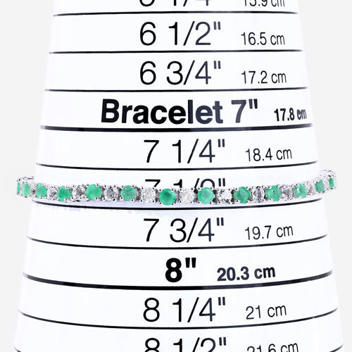 Bids.com 5.77 Carat Genuine Emerald and White Topaz .925 Sterling Silver Bracelet Bracelets White Smoke size 7.50,size 7.00