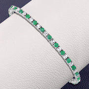 Bids.com 5.77 Carat Genuine Emerald and White Topaz .925 Sterling Silver Bracelet Bracelets Lavender size 7.50,size 7.00