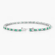 Bids.com 5.77 Carat Genuine Emerald and White Topaz .925 Sterling Silver Bracelet Bracelets White Smoke size 7.50,size 7.00