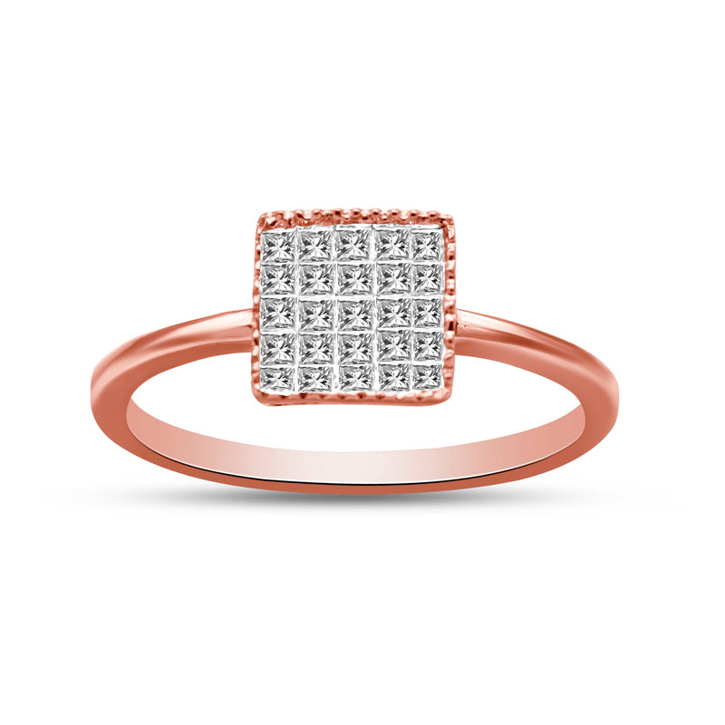Bids.com 10K Rose Gold 1/3 Cttw Invisible Set Princess Cut Diamond Composite Square Shape Ring for Women (H-I color, I1-I2 clarity) - Size 7 Rings White Smoke 5 / Rose.Gold,8 / Rose.Gold,6 / Rose.Gold,9 / Rose.Gold,7 / Rose.Gold