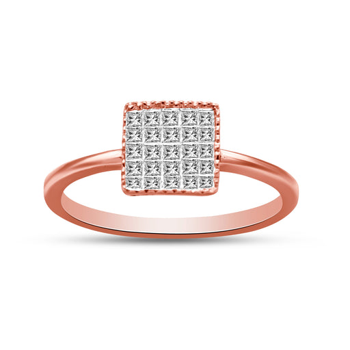 Bids.com 10K Rose Gold 1/3 Cttw Invisible Set Princess Cut Diamond Composite Square Shape Ring for Women (H-I color, I1-I2 clarity) - Size 7 Rings White Smoke 5 / Rose.Gold,8 / Rose.Gold,6 / Rose.Gold,9 / Rose.Gold,7 / Rose.Gold