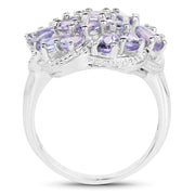 Bids.com 3.35 Carat Genuine Tanzanite .925 Sterling Silver Ring Rings White Smoke size 5.00,size 6.00,size 7.00,size 8.00,size 9.00,size 10.00