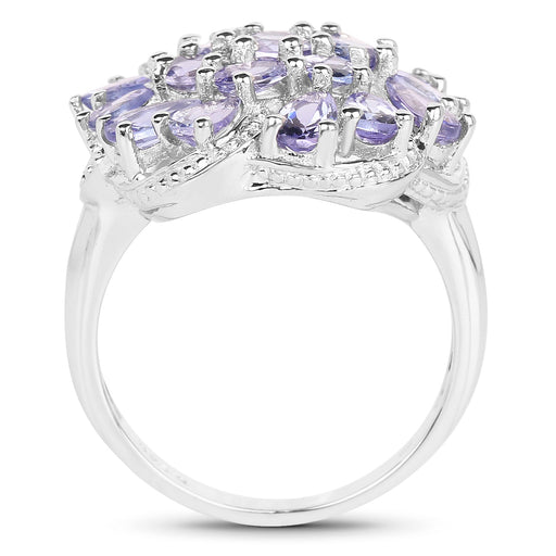 Bids.com 3.35 Carat Genuine Tanzanite .925 Sterling Silver Ring Rings White Smoke size 5.00,size 6.00,size 7.00,size 8.00,size 9.00,size 10.00
