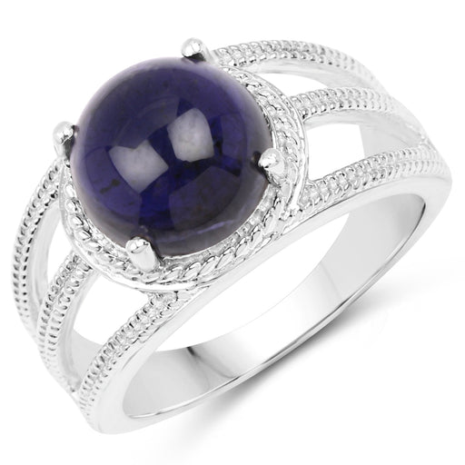 Bids.com 3.65 Carat Genuine Iolite .925 Sterling Silver Ring Rings White Smoke size 6.00,size 7.00,size 8.00,size 9.00