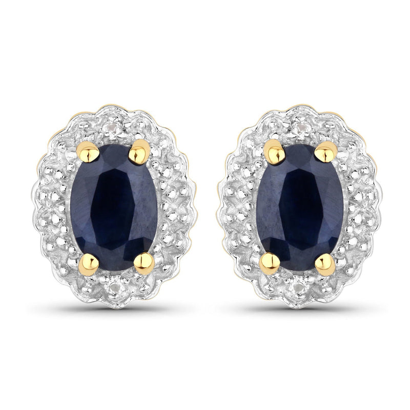 Bids.com 1.96 Carat Genuine Black Blue Sapphire and White Topaz .925 Sterling Silver Jewelry Set Jewelry Sets White Smoke