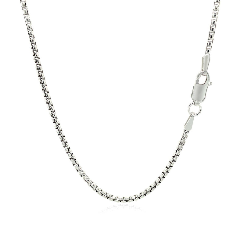 Bids.com 14k White Gold Round Box Chain 1.7mm Necklaces White Smoke 16 / White Gold,18 / White Gold,20 / White Gold,24 / White Gold