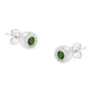 Bids.com .925 Sterling Silver 1/5 Cttw Round Brilliant-Cut Green Diamond Miracle-Set Stud Earrings (Fancy Color-Enhanced, I1-I2 Clarity) Earrings White Smoke White.Sterling Silver / 0.2