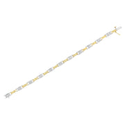 Bids.com 14K Two-Tone Gold 1.00 Cttw Princess-Cut Diamond Chain Link 7" Bracelet (H-I Color, SI1-SI2 Clarity) Bracelets White Smoke YellowWhite.Gold / 7