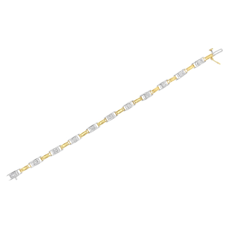 Bids.com 14K Two-Tone Gold 1.00 Cttw Princess-Cut Diamond Chain Link 7" Bracelet (H-I Color, SI1-SI2 Clarity) Bracelets White Smoke YellowWhite.Gold / 7