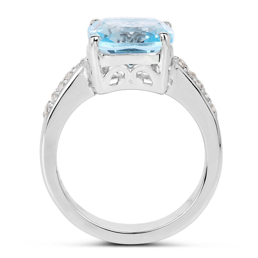 Bids.com 4.62 Carat Genuine Blue Topaz and White Topaz .925 Sterling Silver Ring Rings White Smoke size 5.00,size 9.00,size 6.00,size 7.00,size 8.00,size 10.00