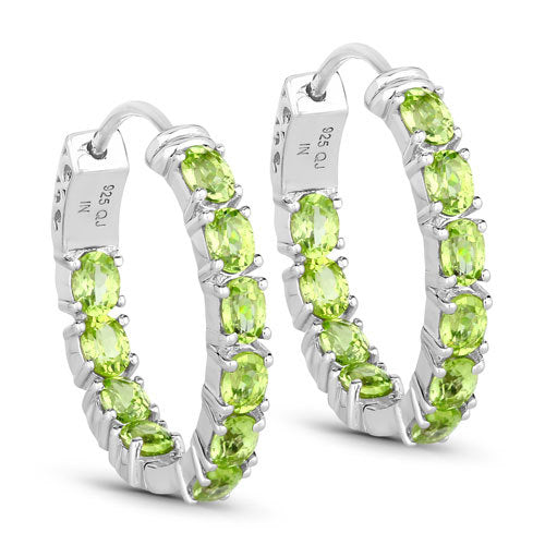 Bids.com 3.40 Carat Genuine Peridot .925 Sterling Silver Earrings Earrings White Smoke