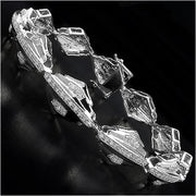 Bids.com 14K Yellow Gold Plated 1.07 Carat Genuine White Diamond Sterling Silver Bracelet Bracelets Black size 8.25